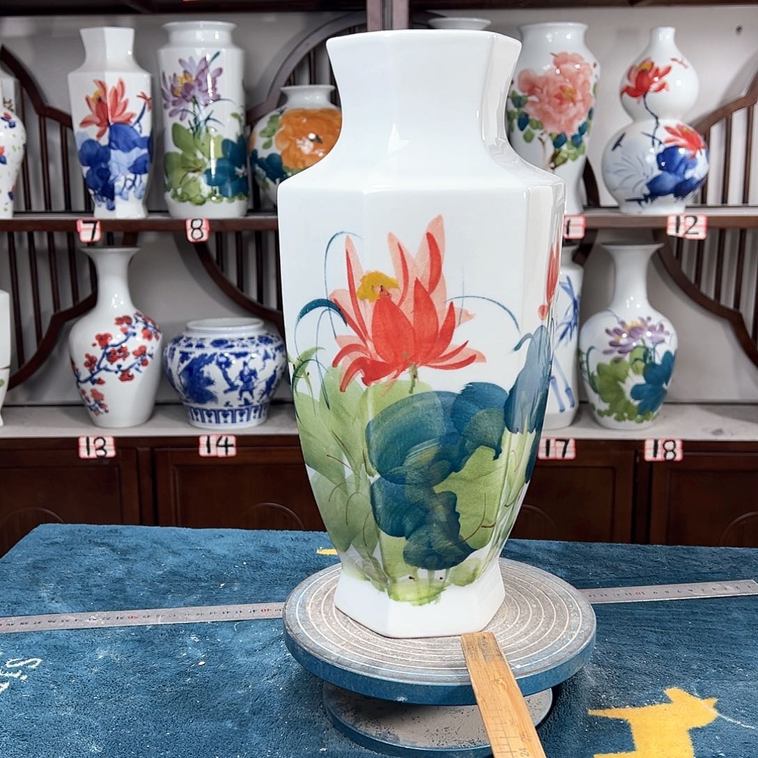 摆件景德镇陶瓷6红花