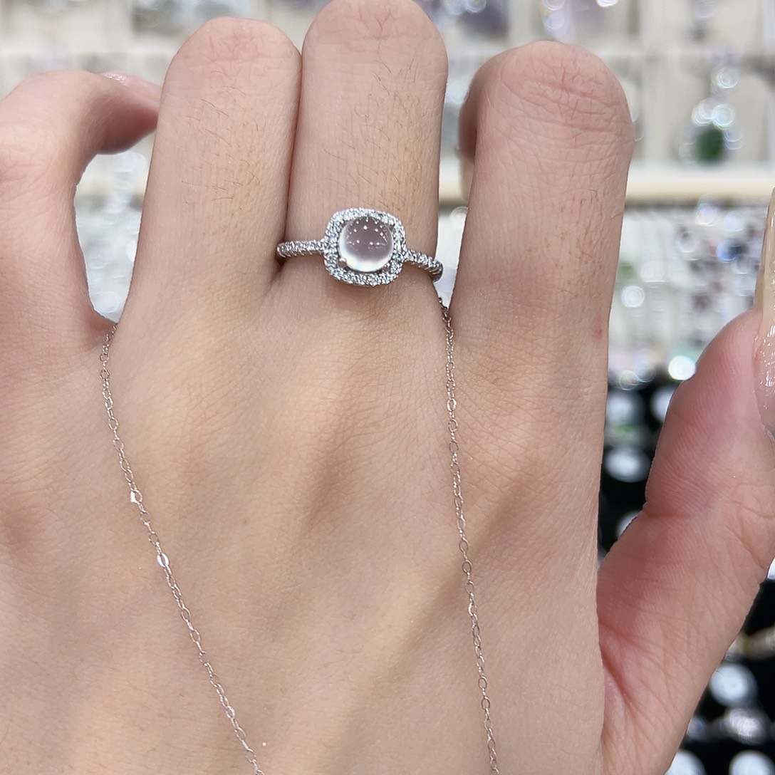 岫玉银S925镶嵌戒指