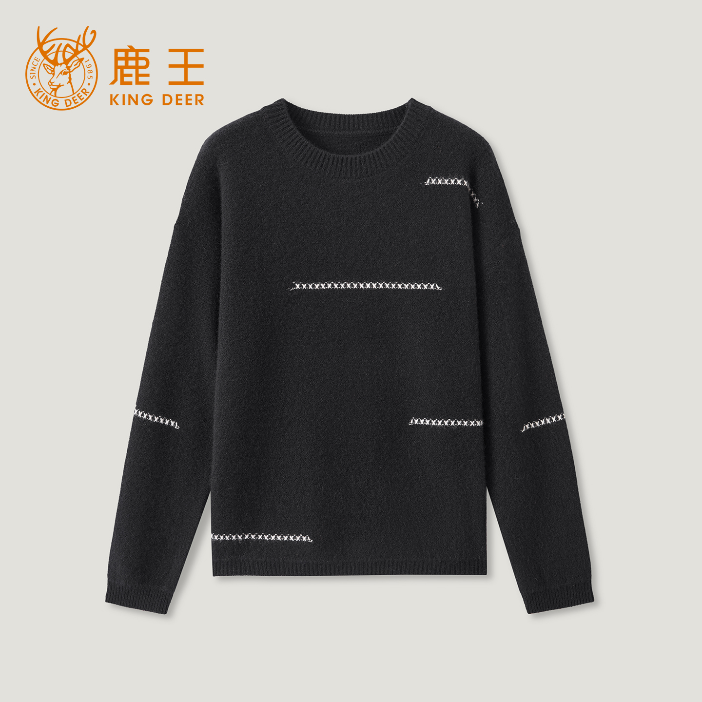 King Deer/鹿王羊绒衫宽松型休闲常规女士羊毛衫简约长袖L805898