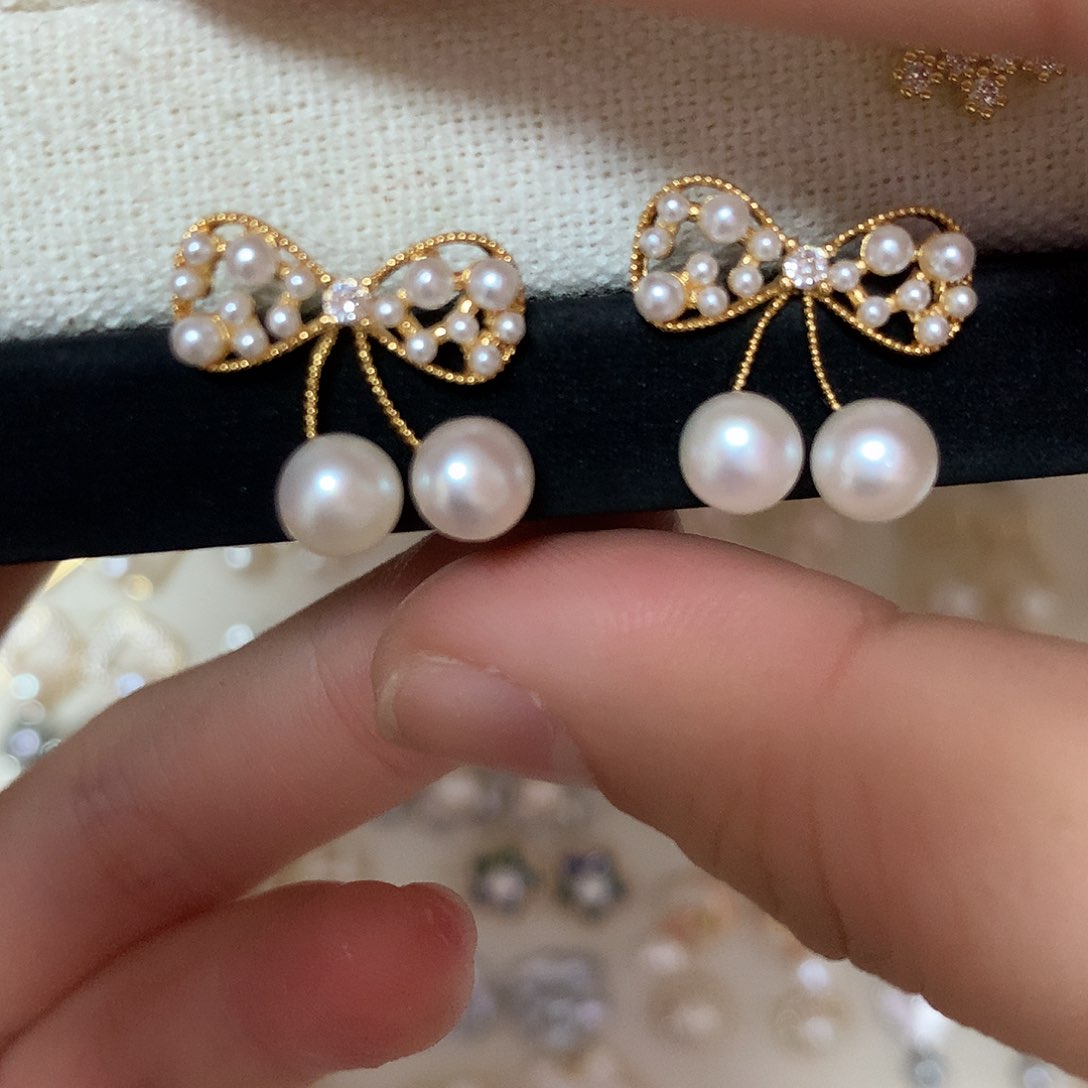 淡水珍珠耳饰合金