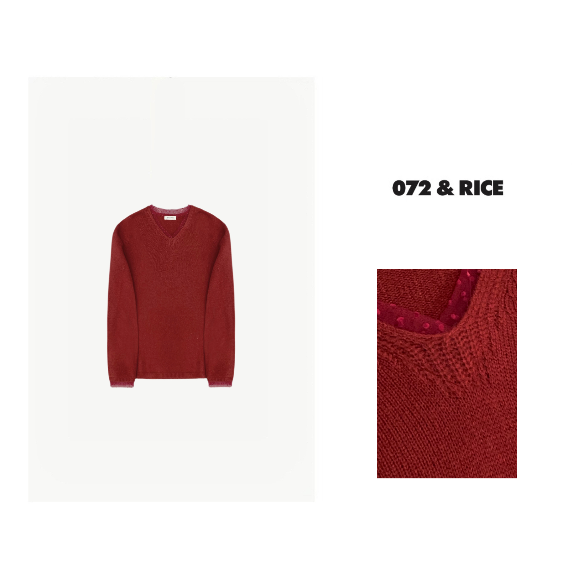 072 & RICE【玲珑】100羊毛 秋冬休闲V领长袖针织衫 24LE03 FF11