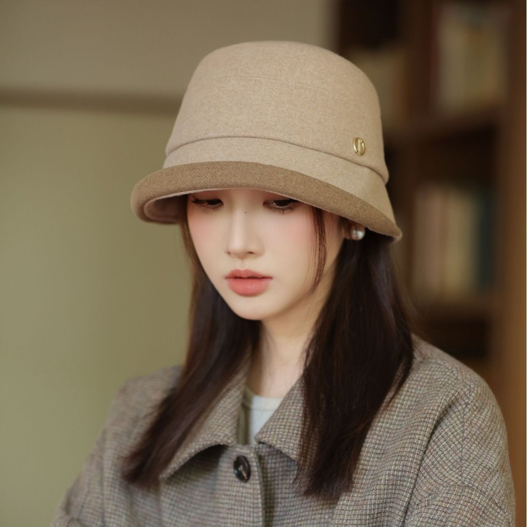 百搭渔夫帽女春秋赫本风女士新款韩版优雅显脸小盆帽冬季逛街帽子