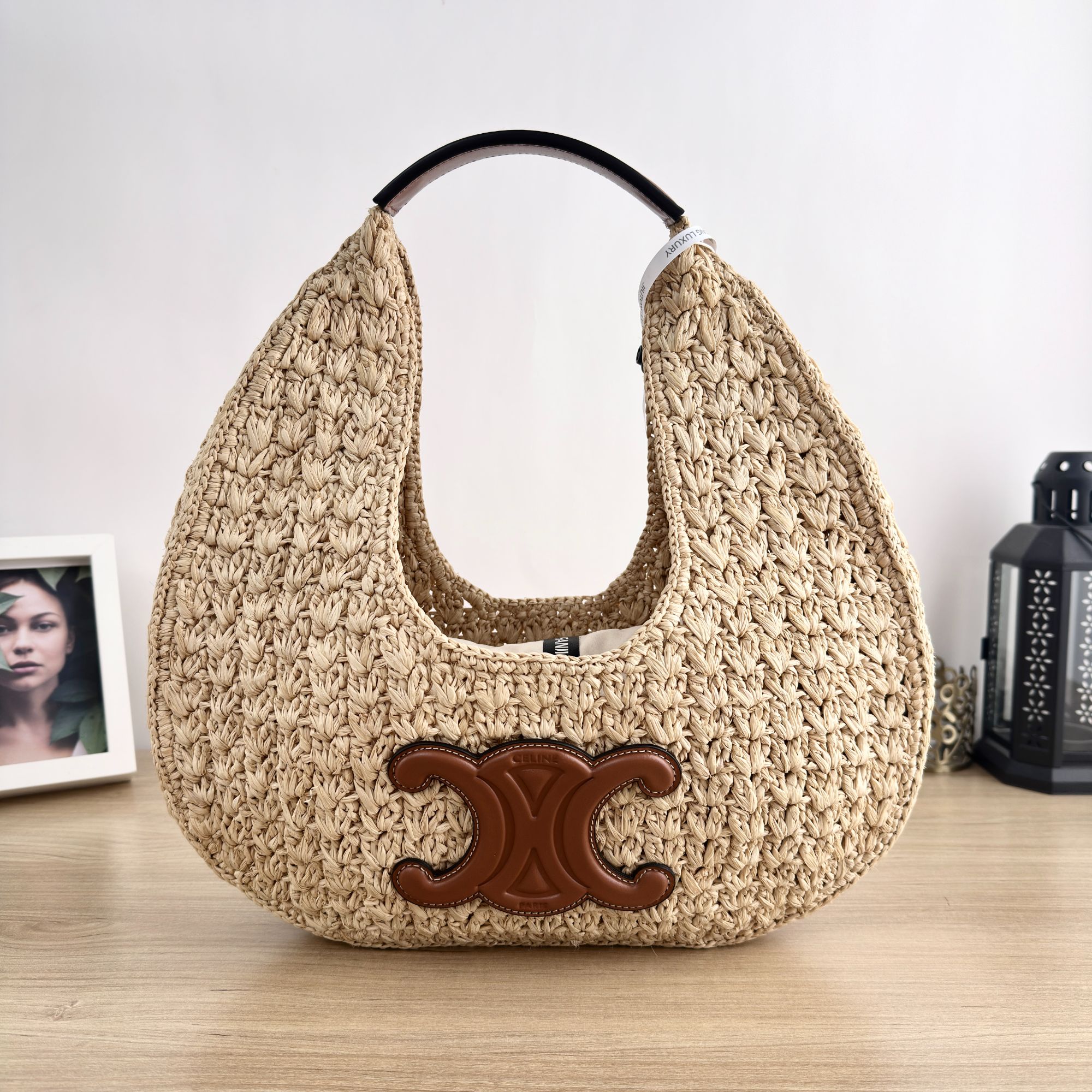 95新 Celine/思琳 草编编织腋下包/单肩包/7181