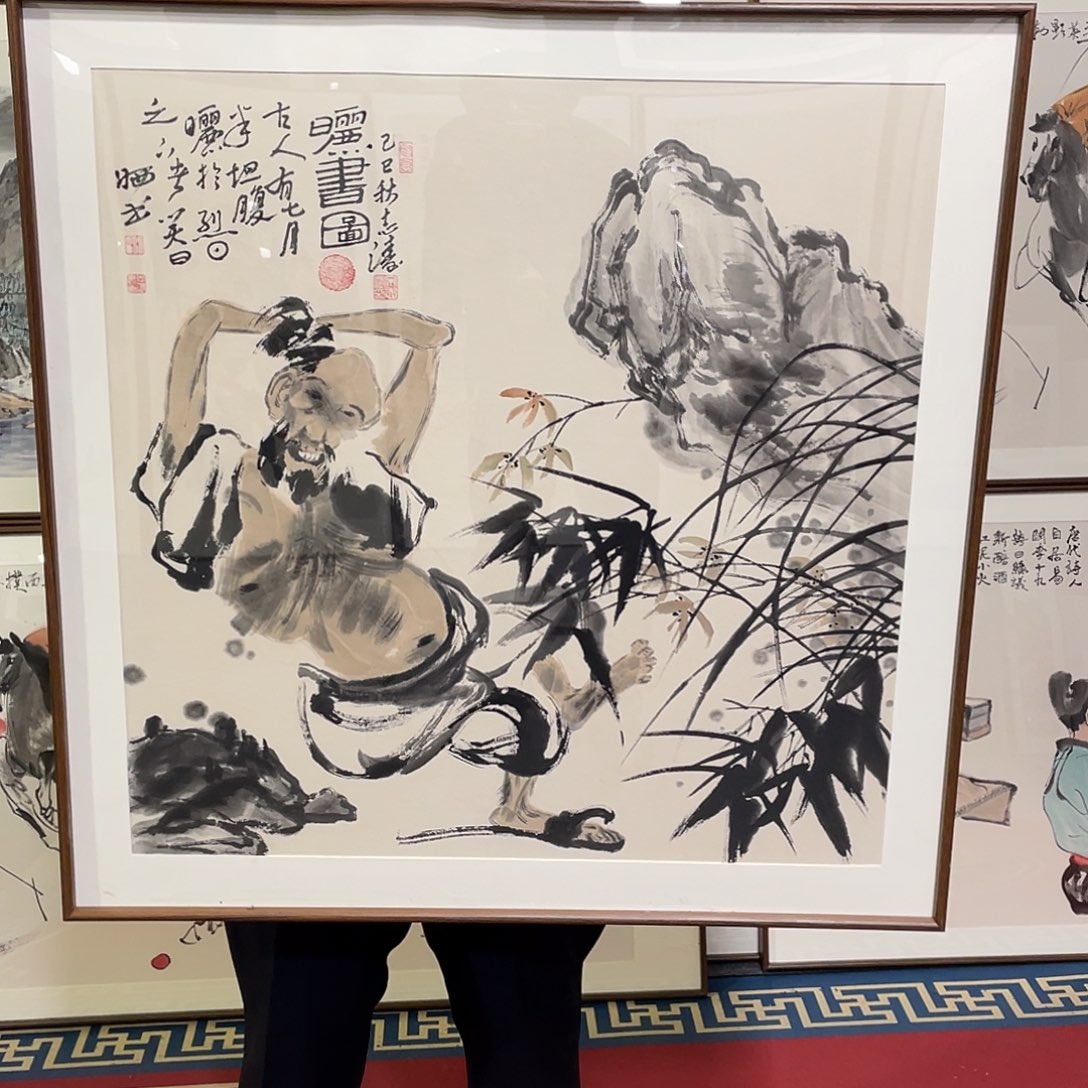 国画手绘画作品带框80/80