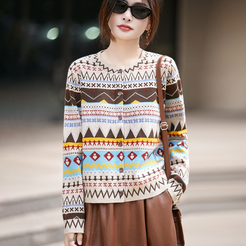 【娃娃专属】费尔岛开衫毛衣外套女2025秋冬新款慵懒针织女装宽松