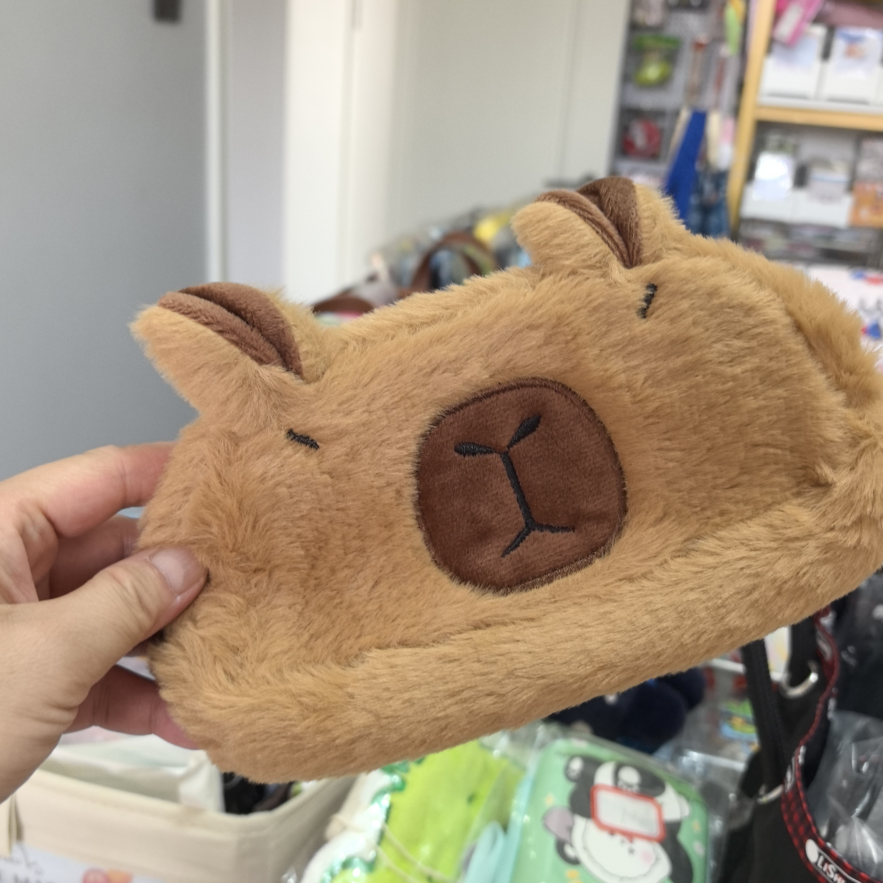 可爱卡皮巴拉毛绒笔袋大容量学生文具收纳袋