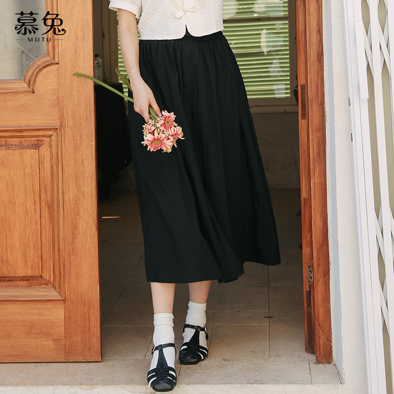 高腰显瘦a字半身裙女2023夏季新款设计感小个子中长款百褶裙