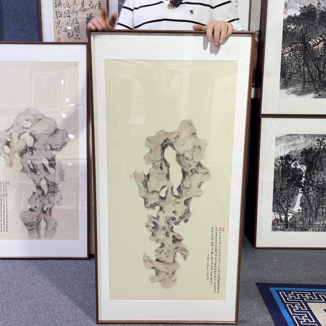 国画手绘画作品带框60/120