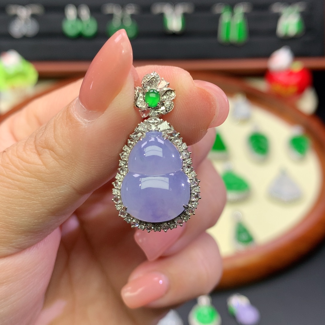 左***～翡翠18K金镶嵌吊坠(不含链)