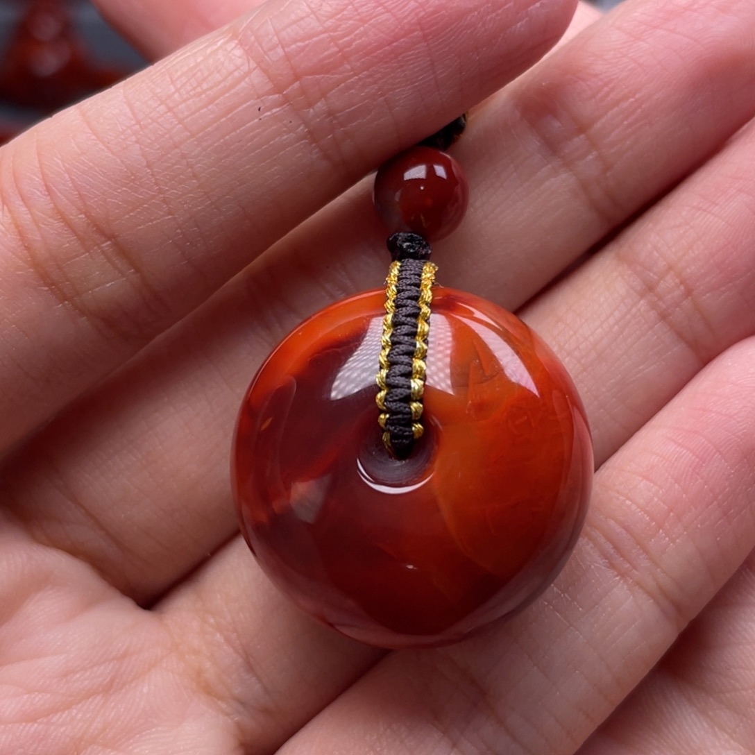 南红玛瑙未镶嵌珠宝奇石平安扣吊坠