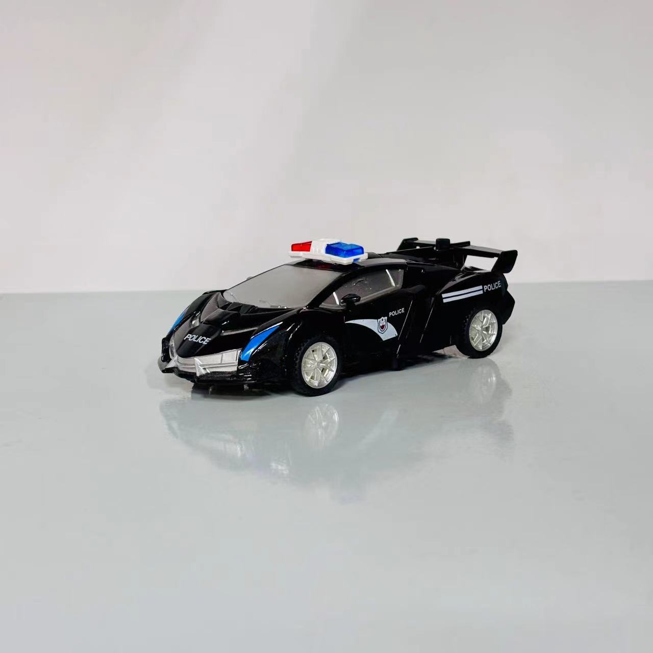 合金变形警车带回力车