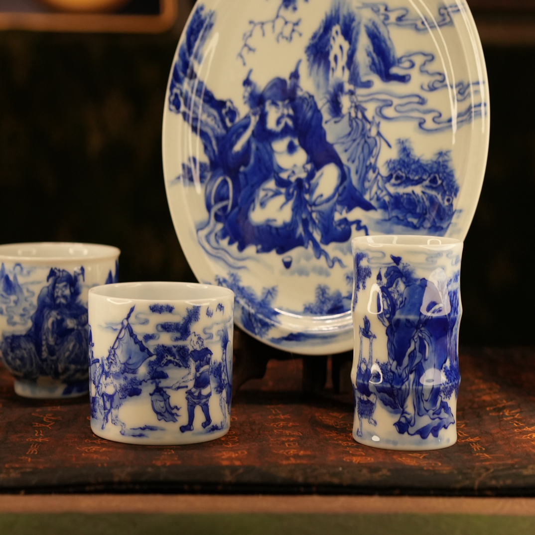 铭墨朗谷——青花钟馗套组纯手工手绘高端陶瓷收藏送礼