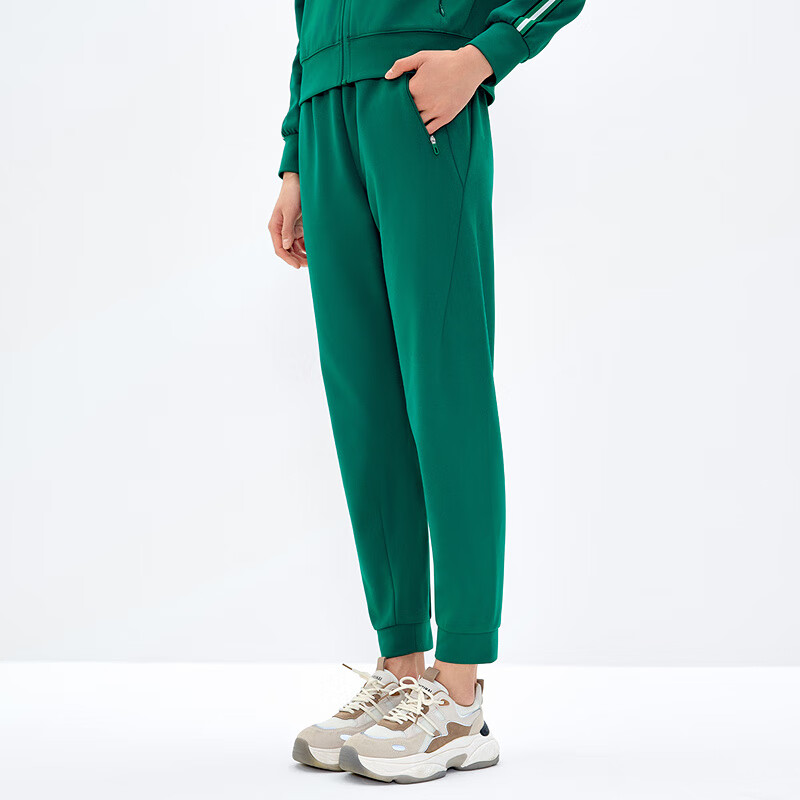 十二篮25春新款清新绿色微束脚休闲时尚速干舒适女裤7C65120550