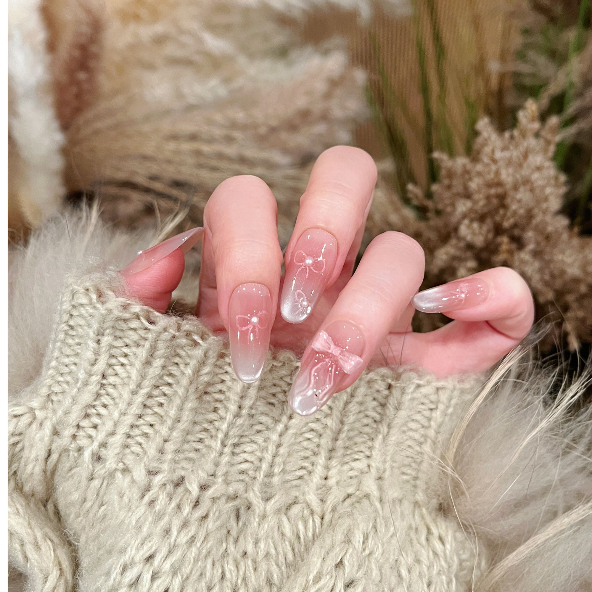 茉哉III现货【半岛情书】纯手工定制美甲拆卸穿戴甲A5227