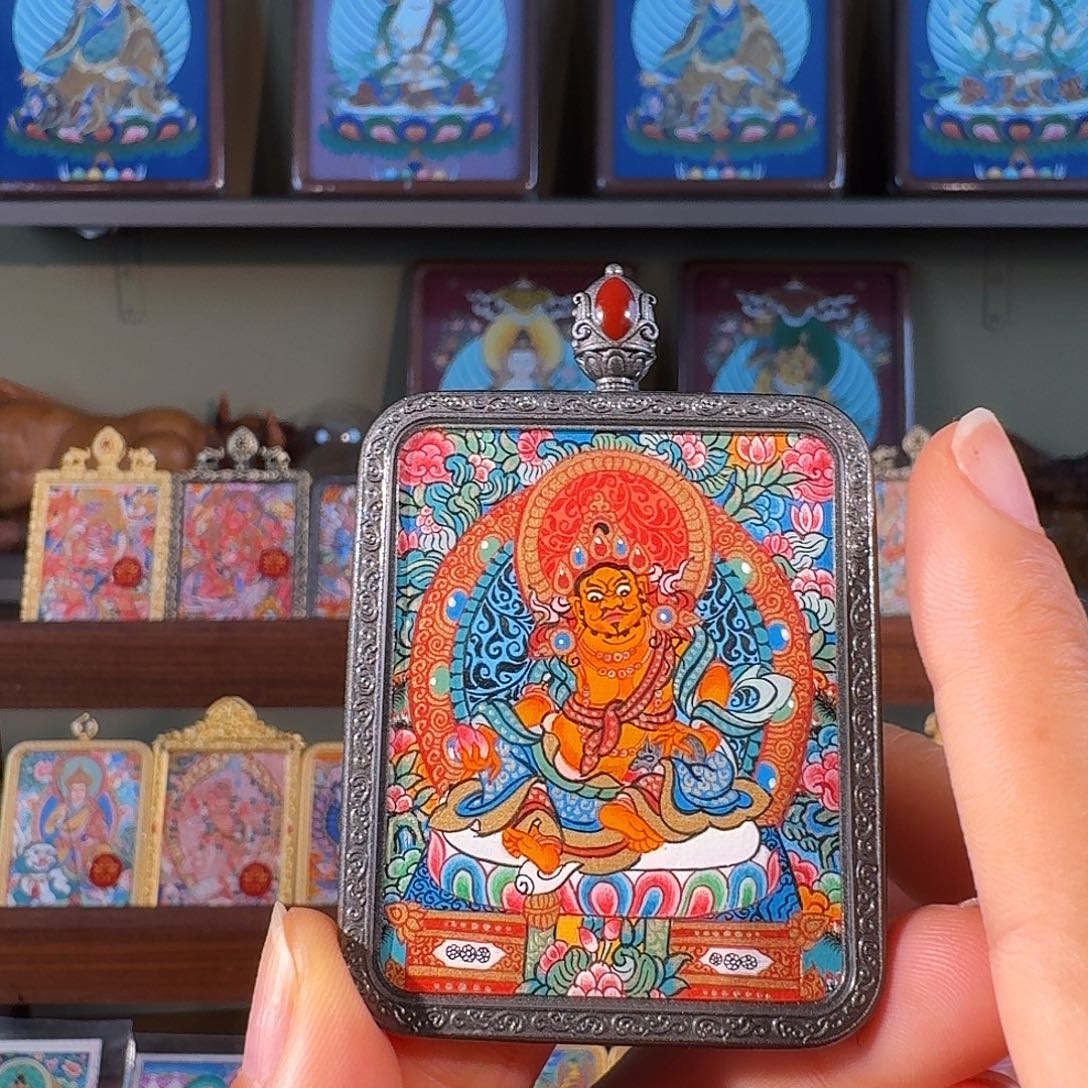 吊坠唐卡纯手绘 黄财神