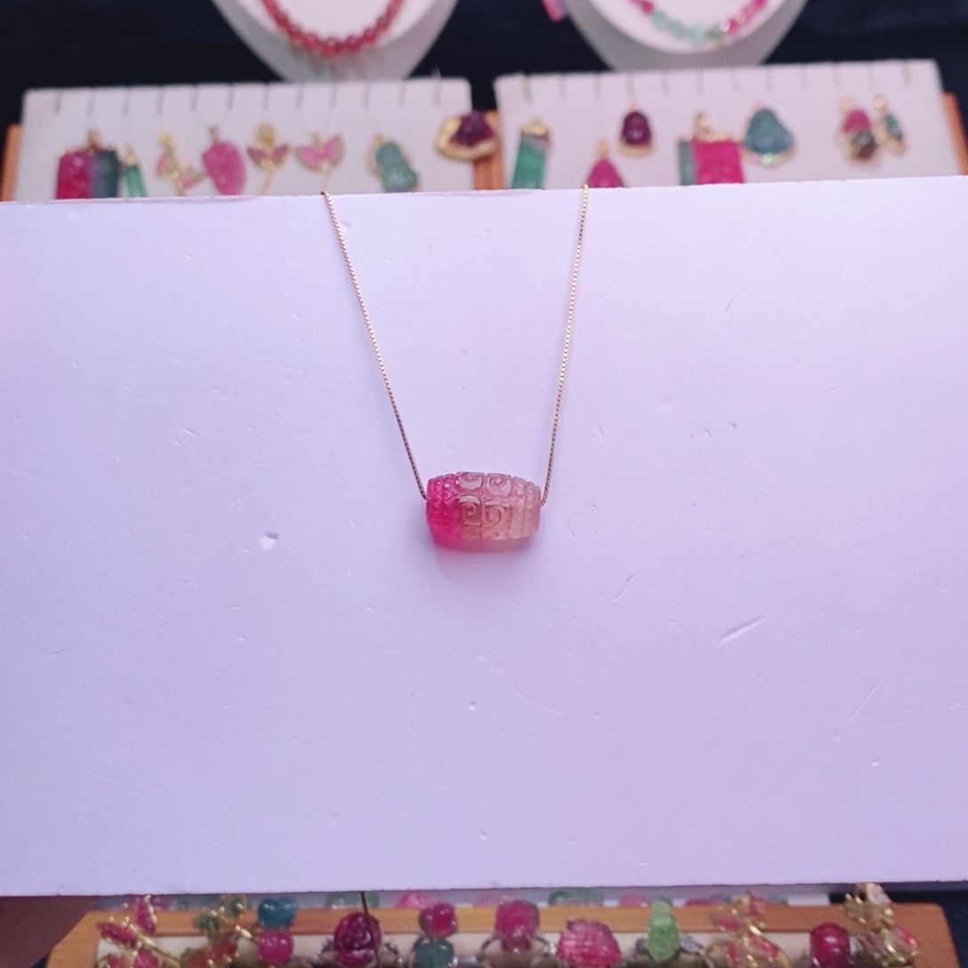 碧玺未镶嵌吊坠(不含链)回纹珠m