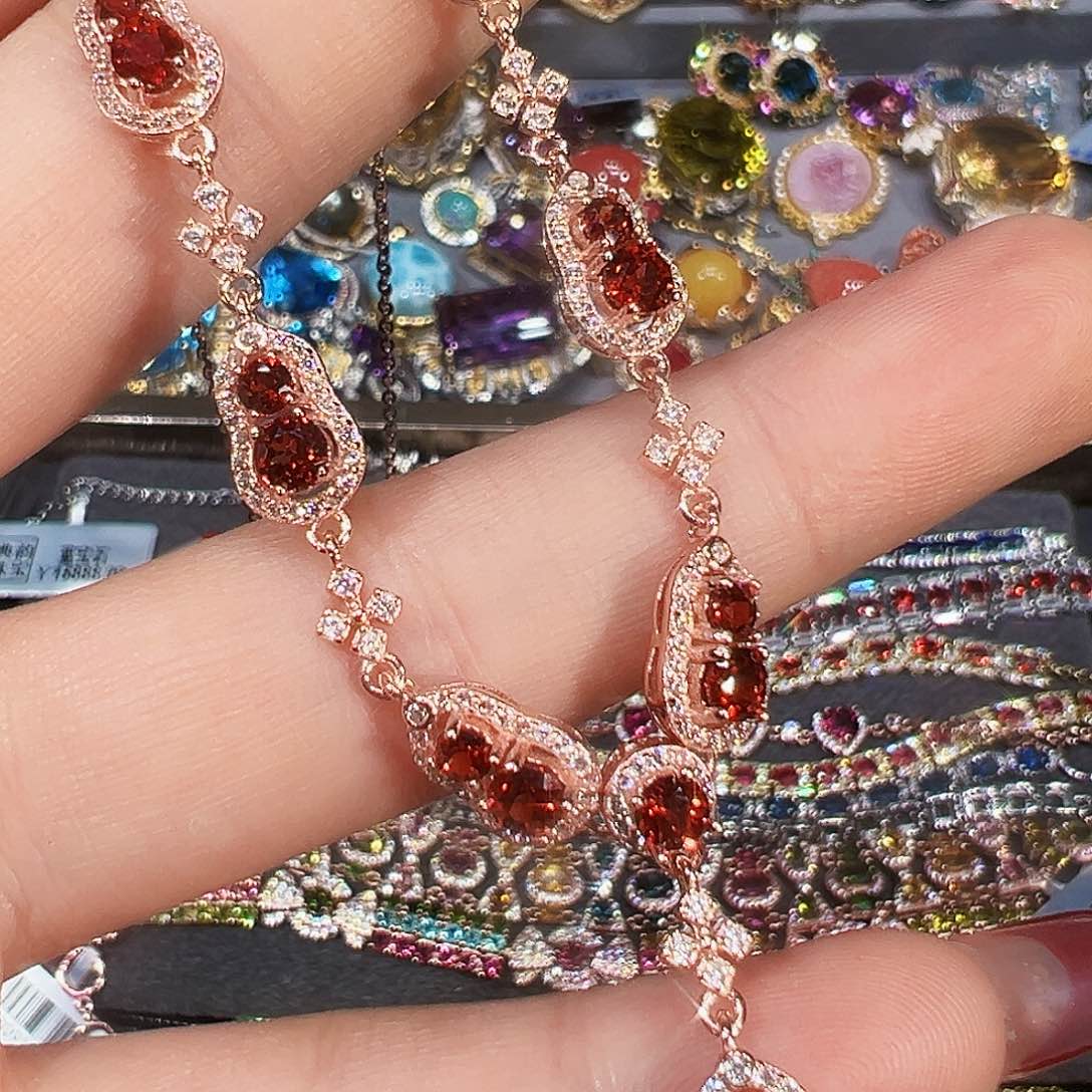 银S925镶嵌吊坠石榴石