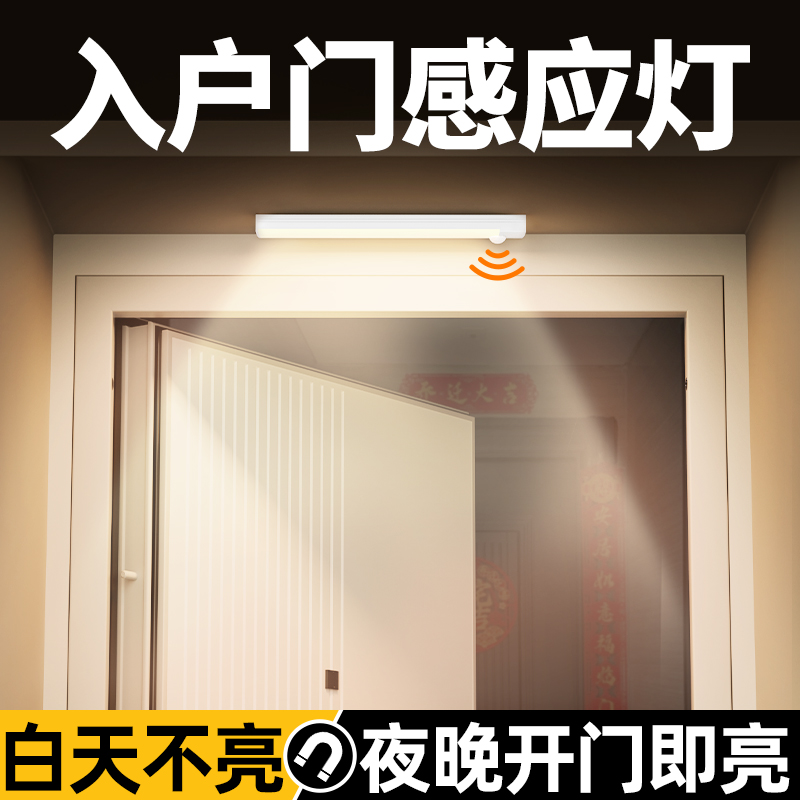高级入户门玄关自动感应灯充电智能磁吸入户门外门前门上感应灯
