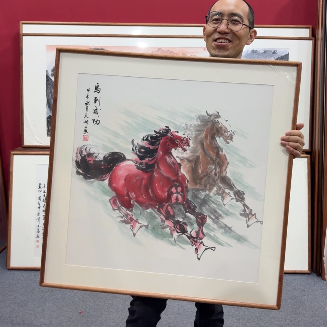 国画带框绘画80/80尺寸