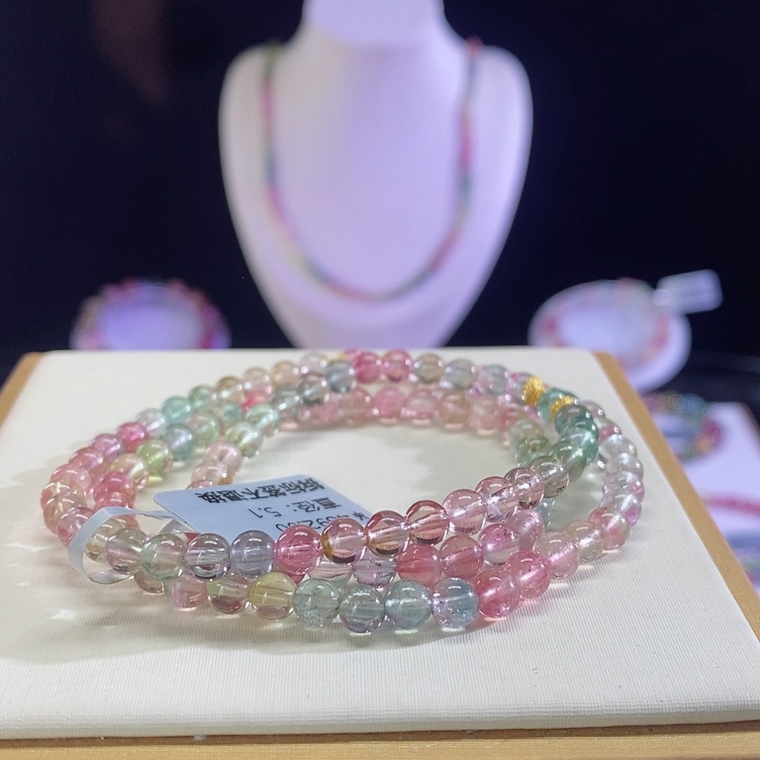 碧玺手链未镶嵌西瓜三圈