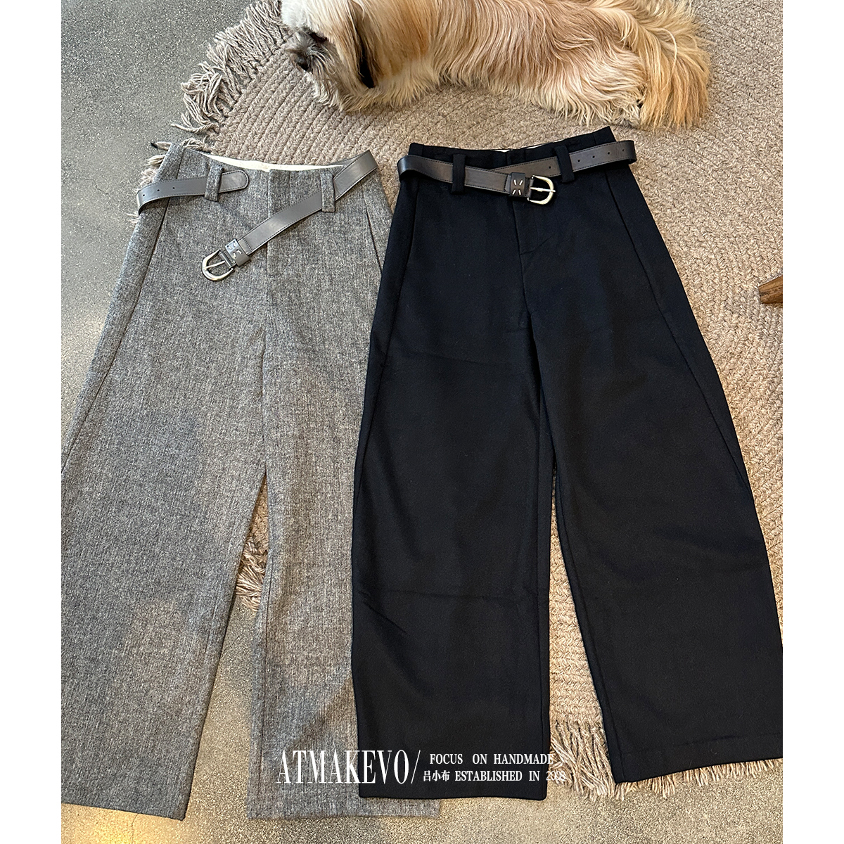 吕小布 | 羊毛混纺弯刀裤 极简老钱风阔腿显瘦垂顺休闲裤0601