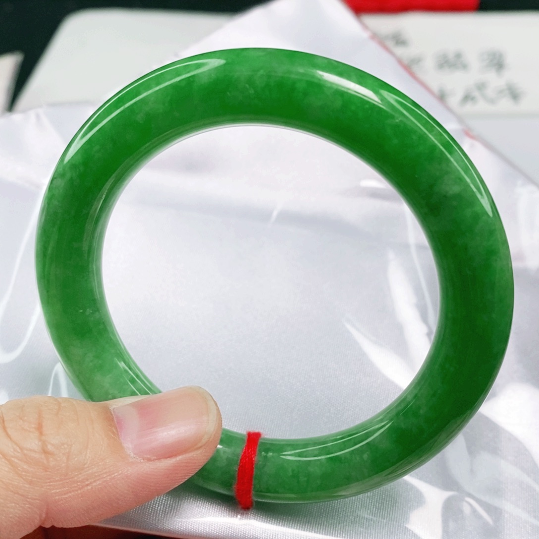 未镶嵌手镯翡翠深*鱼55.2圈口圆条毕业顺