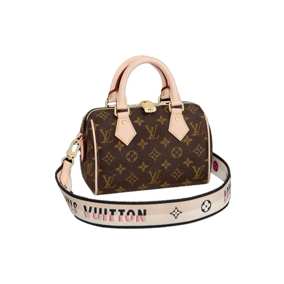 99新 LouisVuitton/路易威登 老花speedy20 黑色 肩带