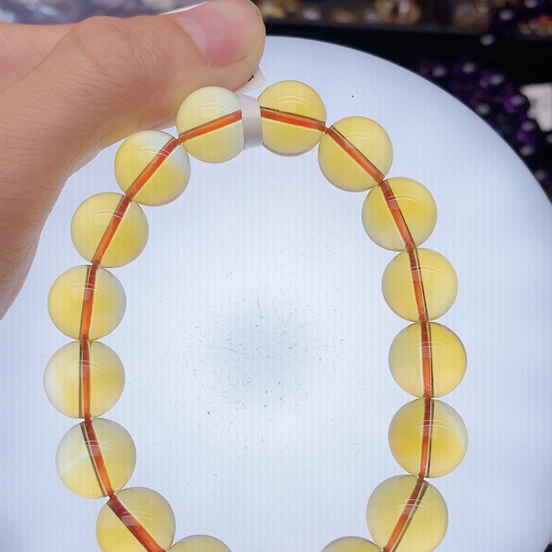 水晶手链未镶嵌12黄水晶12mm