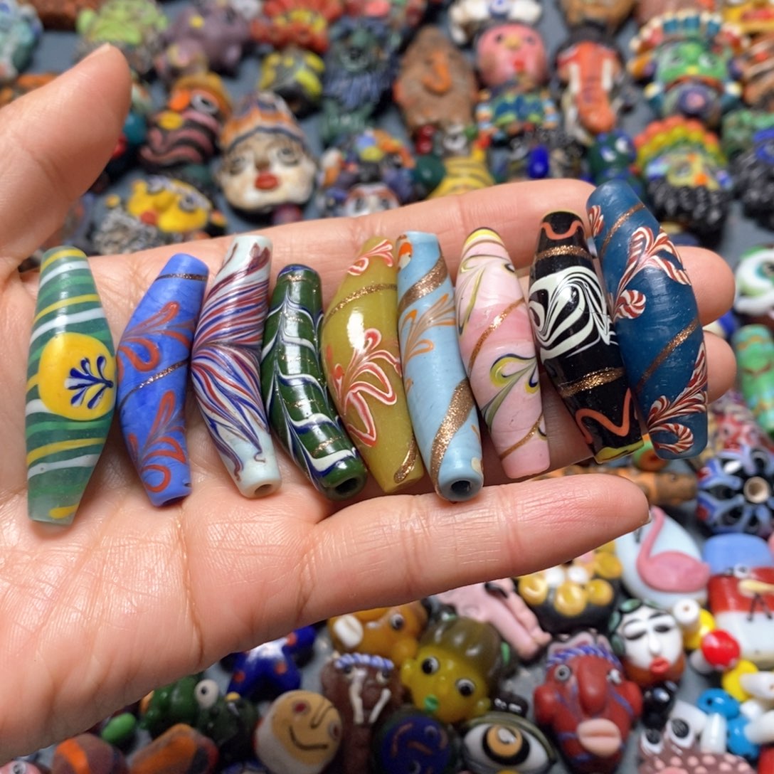 琉璃颈饰印度尼西亚弯管九个