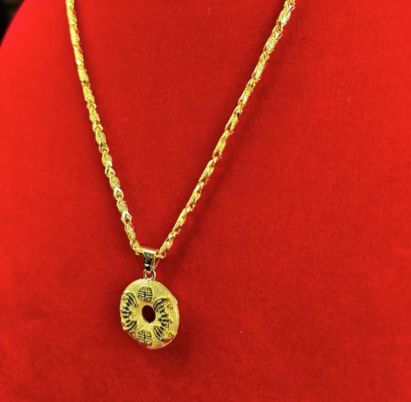 合金项链 平安扣项链女款时尚金色精美素款