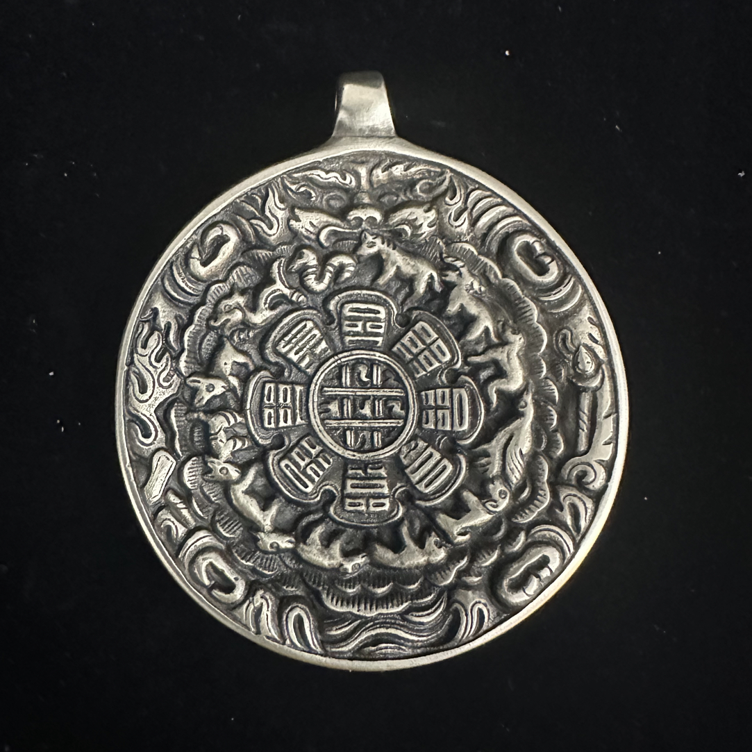 铜合金吊坠 九宫八卦牌（青铜利马豪熊48mm）纯手工翻砂挂坠