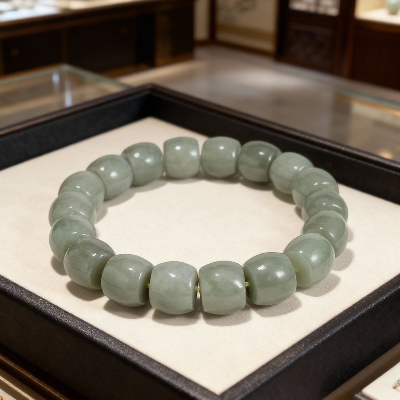 12MM新疆且末蓝直切手链天然和田玉多样性发【18-】