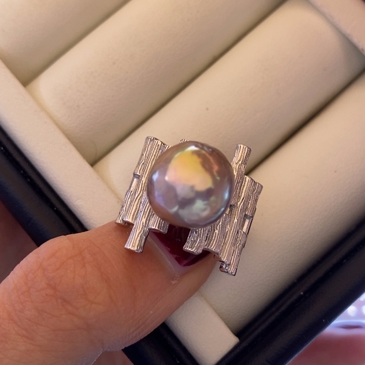 淡水珍珠项链银S925镶嵌12mm