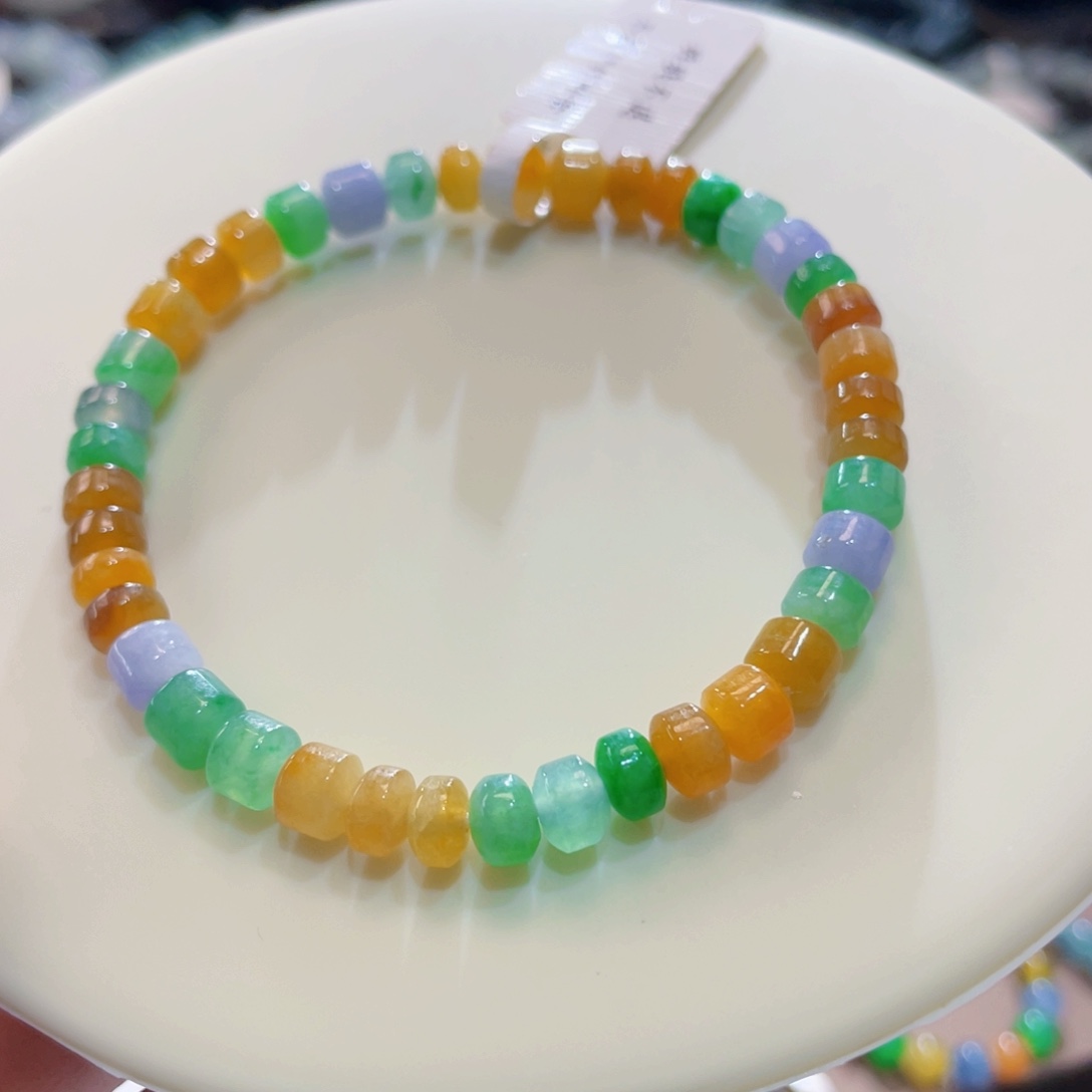 未镶嵌手链翡翠卡5.5彩虹糖桶珠放漏