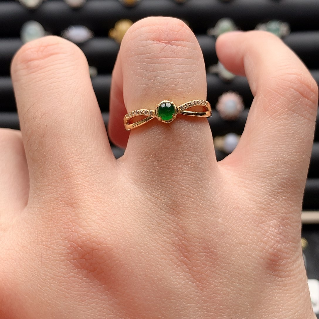 翡翠戒指银S925镶嵌0043