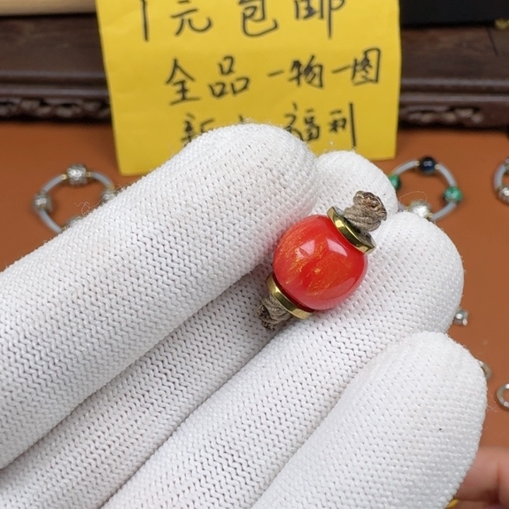 无铜合金文玩配饰人工欧泊红