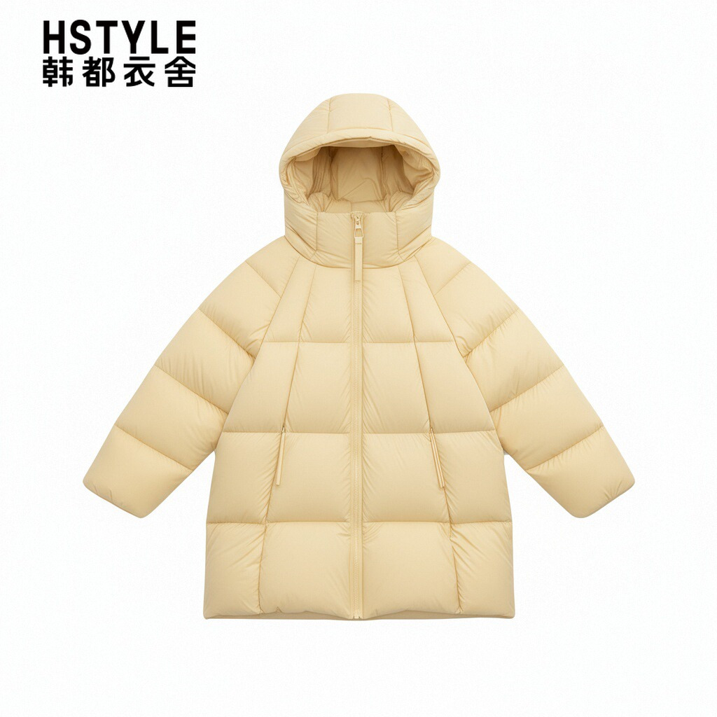 韩都衣舍中长款超轻棉服女2025冬季新款小个子流行爆款面包服外套