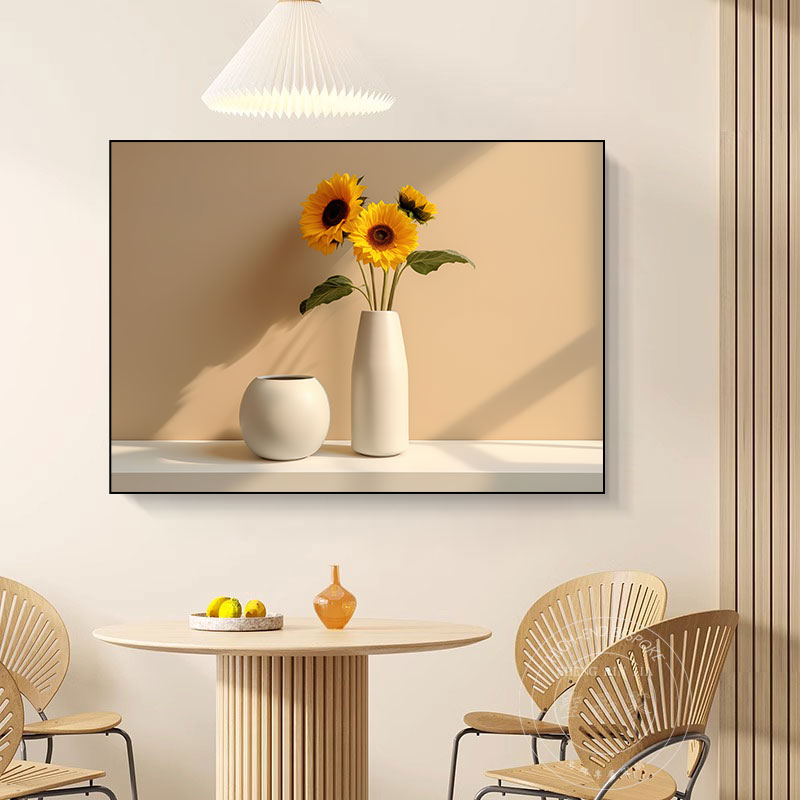 奶油风温馨花卉餐厅装饰画饭厅餐桌背景墙挂画客厅卧室治愈系壁画