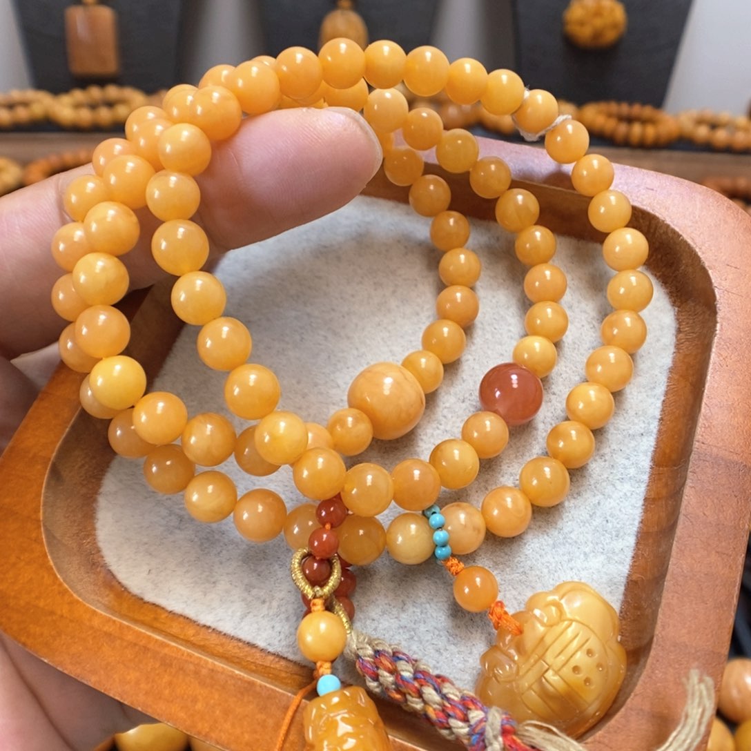 未镶嵌蜜蜡手串蜜蜡