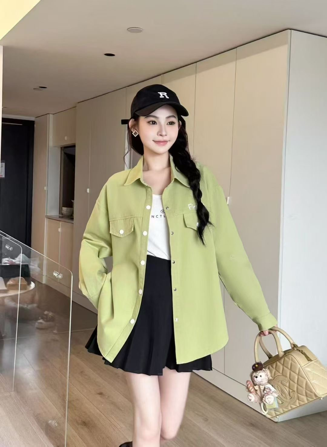 彩色833春新款韩版大版宽松休闲百搭长袖衬衫女设计感小众上衣潮