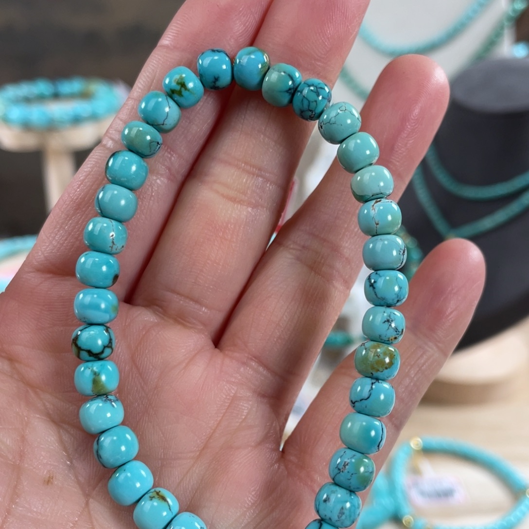 绿松石未镶嵌套链6+精品蓝炫彩手串