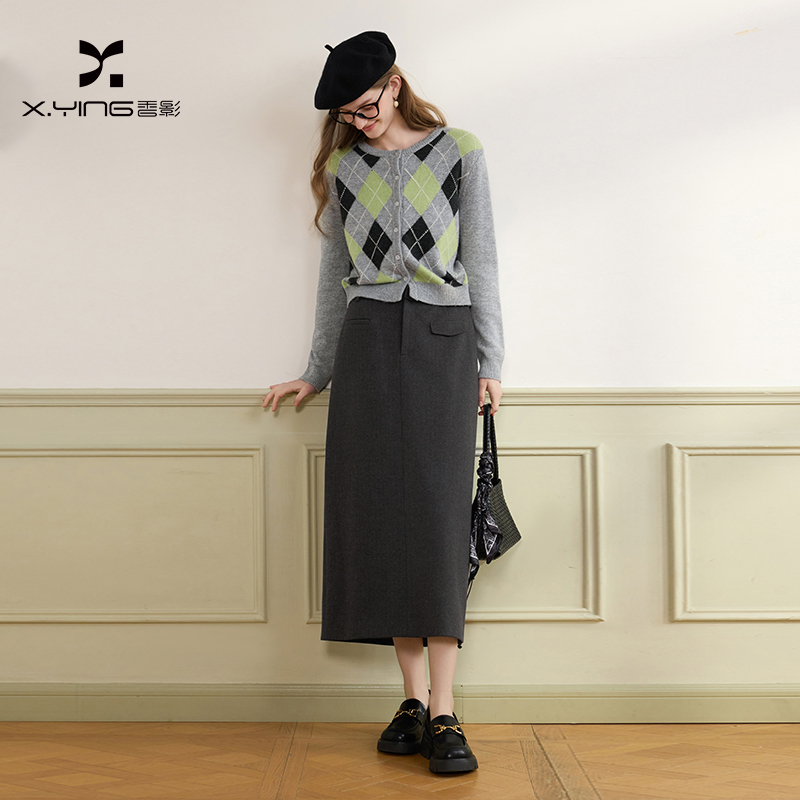 【籽言专属】R95W954半身裙香影灰色直筒西装半身裙女冬季新款开