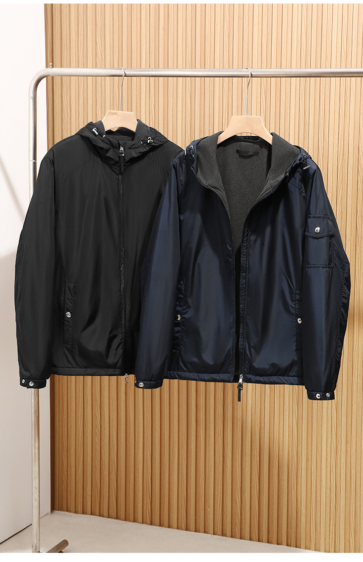 意式轻奢羊毛填充冬装情侣男士女士防风保暖加绒连帽夹克外套2605