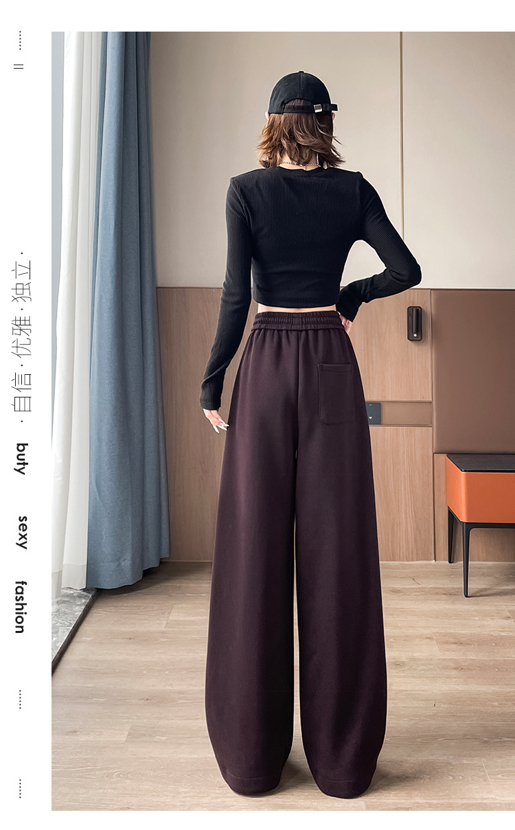 爆款宽松显瘦休闲弯刀裤女2025春秋高腰垂感卫裤美式运动阔腿裤子