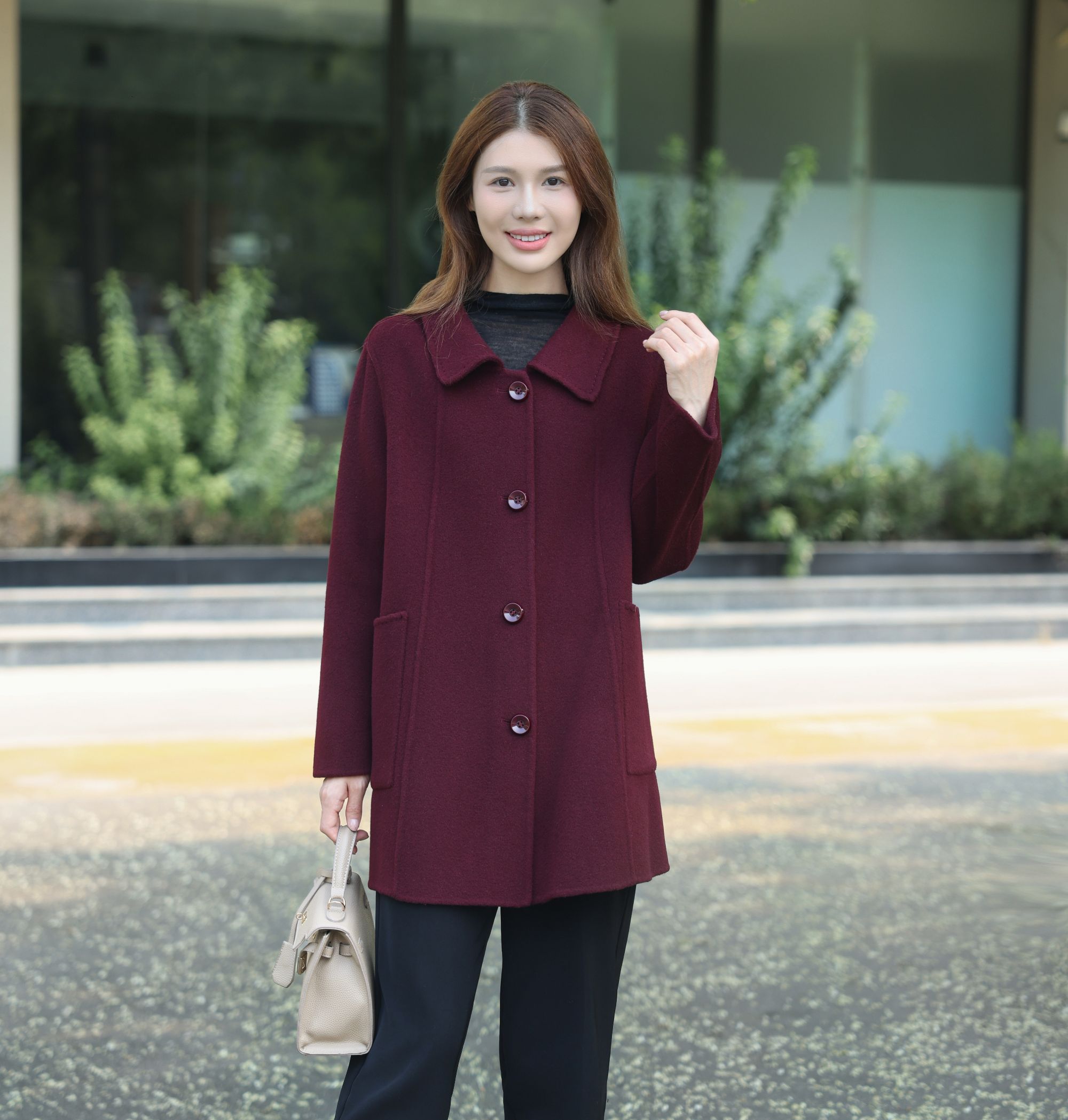 【专属】2025秋冬新款百分百双面羊毛大衣洋中老年韩版气质羊毛大衣