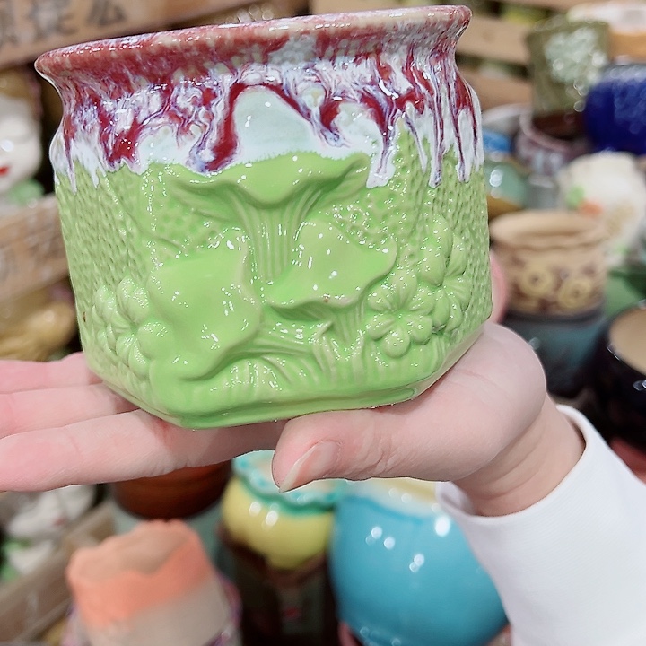 有孔，凑单福利满10元发货陶瓷多肉花盆！