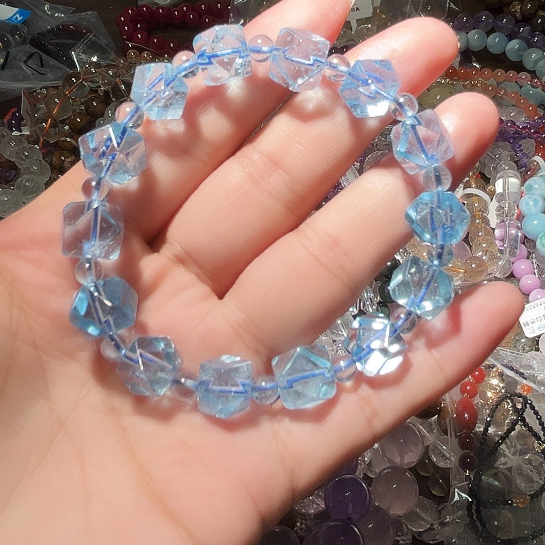 未镶嵌手链托帕石托帕石刻面10毫米