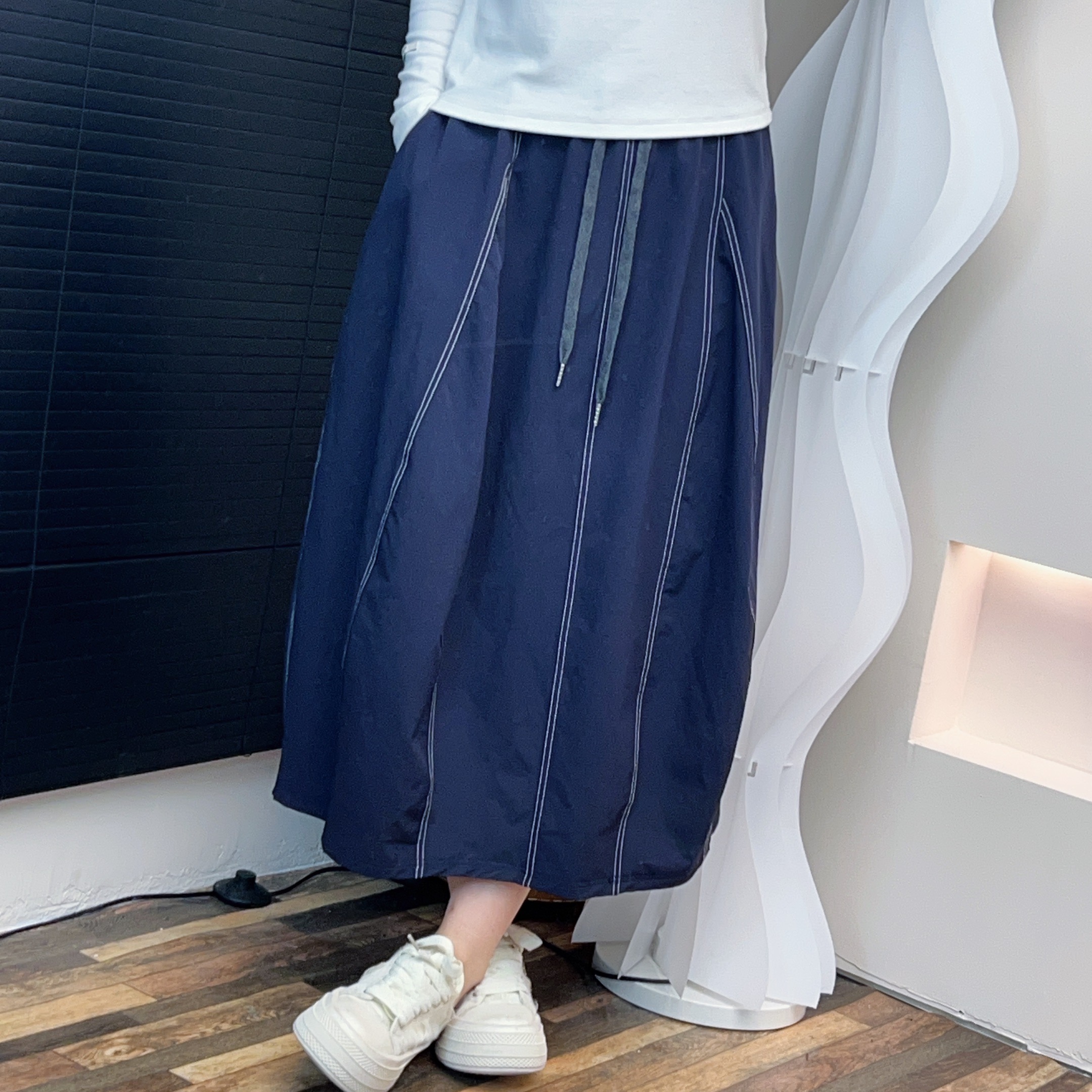 【伊人本素家梭织花苞裙】梭织小毛圈遮肉花苞半身裙   B205