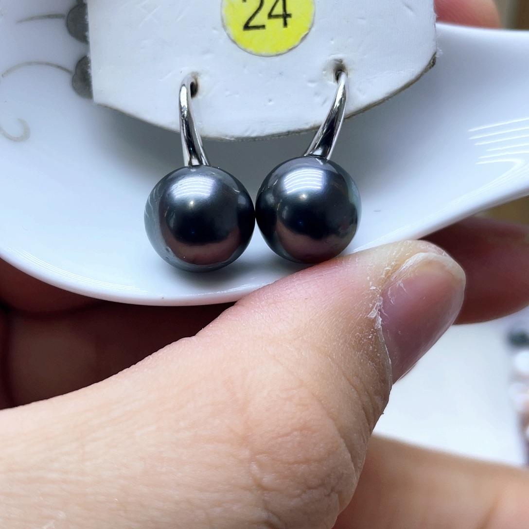 海水珍珠耳饰银S925镶嵌