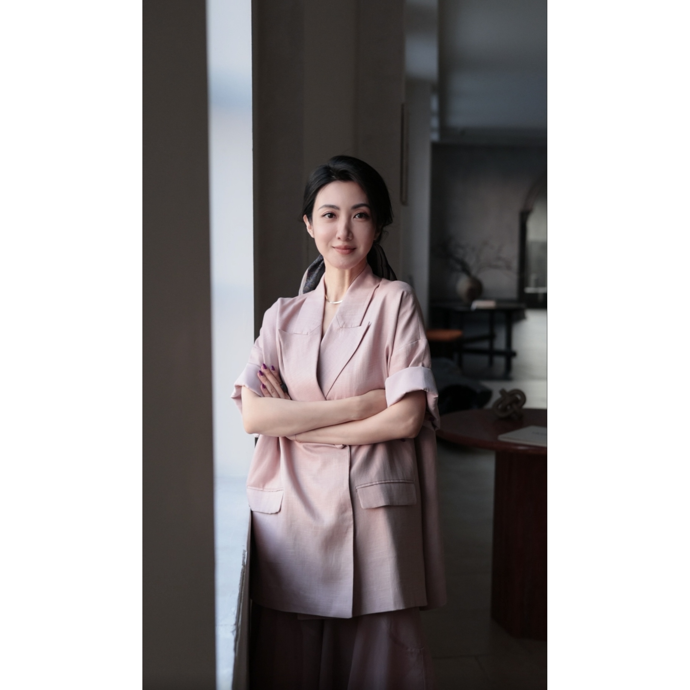 2507076【壁虎姐】GECKO夏季新款 肉粉色短袖西服 松紧腰半裙套装